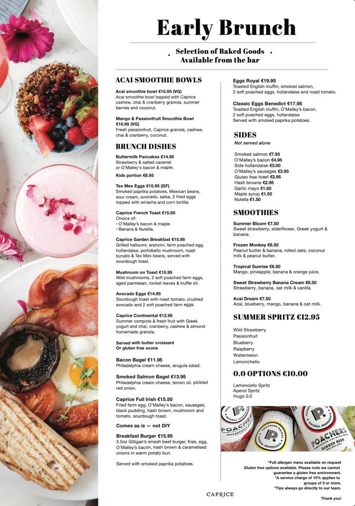 Early Bird Menu