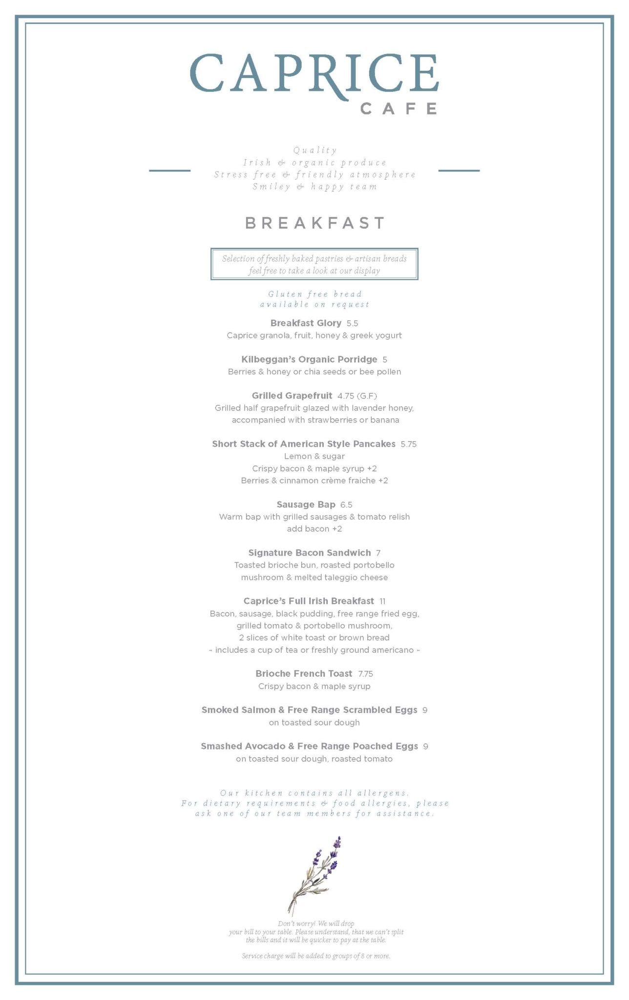 Menu - Caprice Café