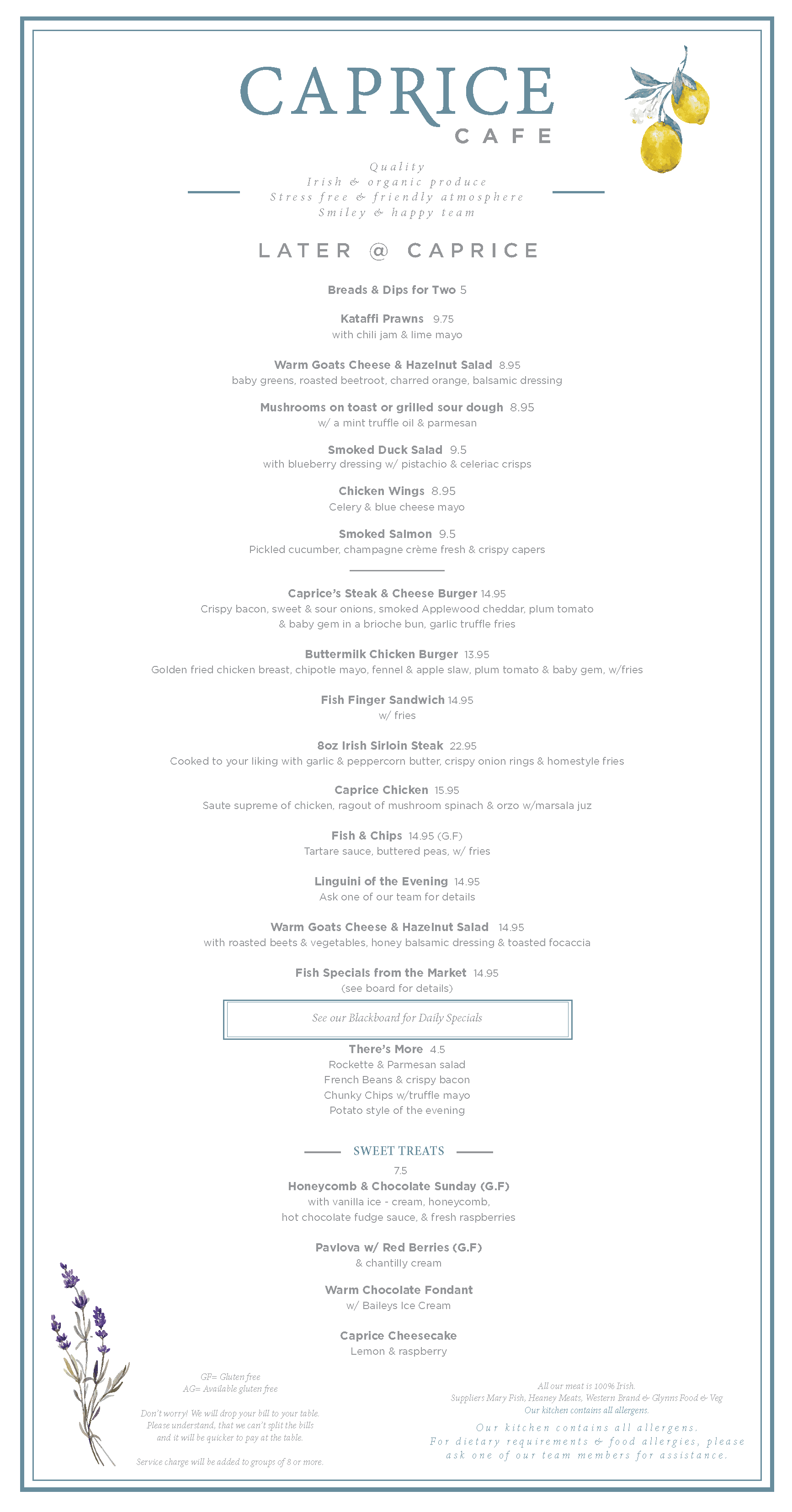 Menu - Caprice Café